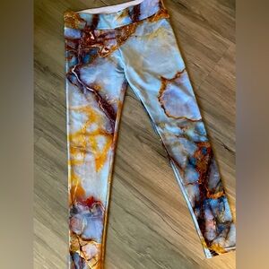Society6 Brand Blue Gold Oxidized Print YogaPants / Leggings, XL
